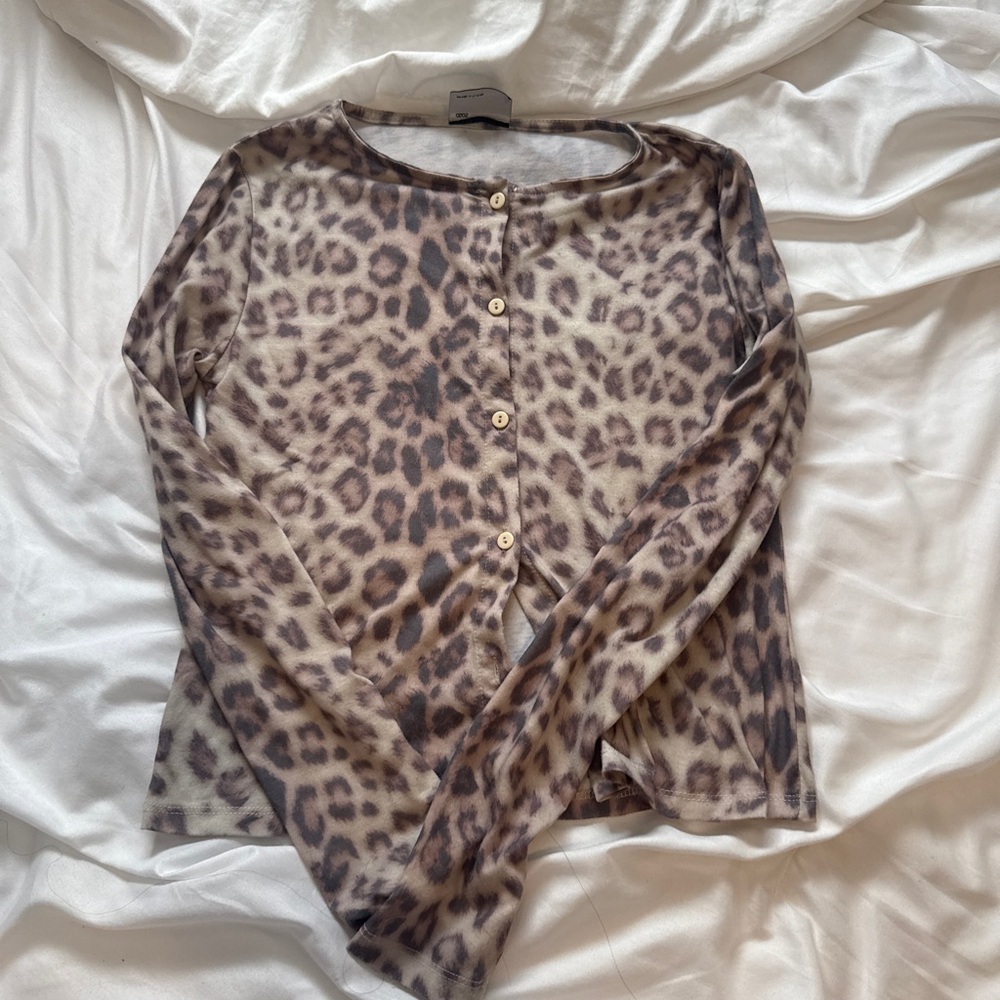 ASOS Brown Leopard Print Long Sleeve Top